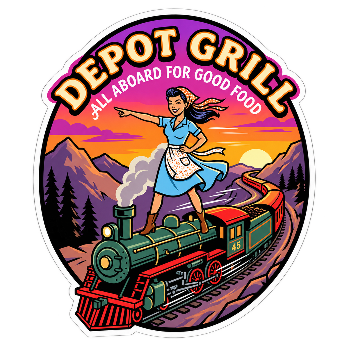 Depot Grill, Die-Cut Sticker