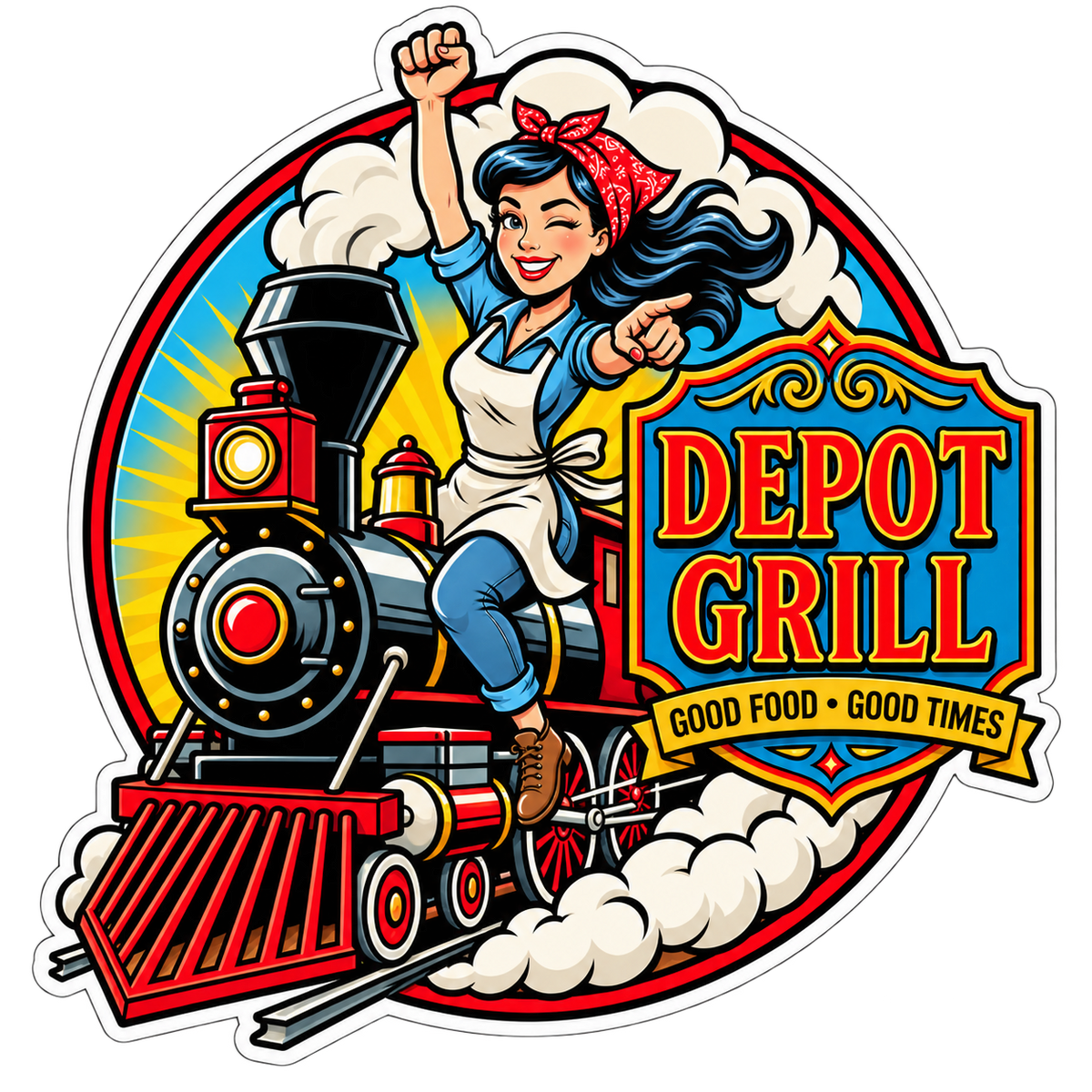 Depot Grill, Die-Cut Sticker
