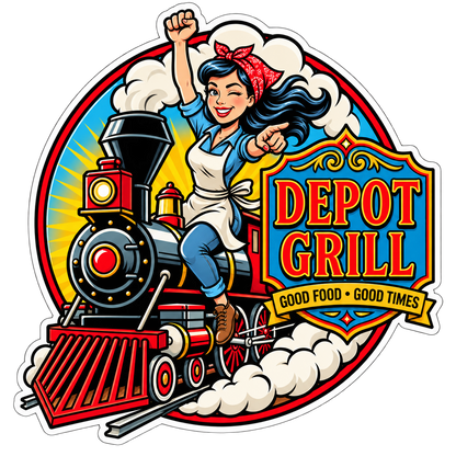 Depot Grill, Die-Cut Sticker